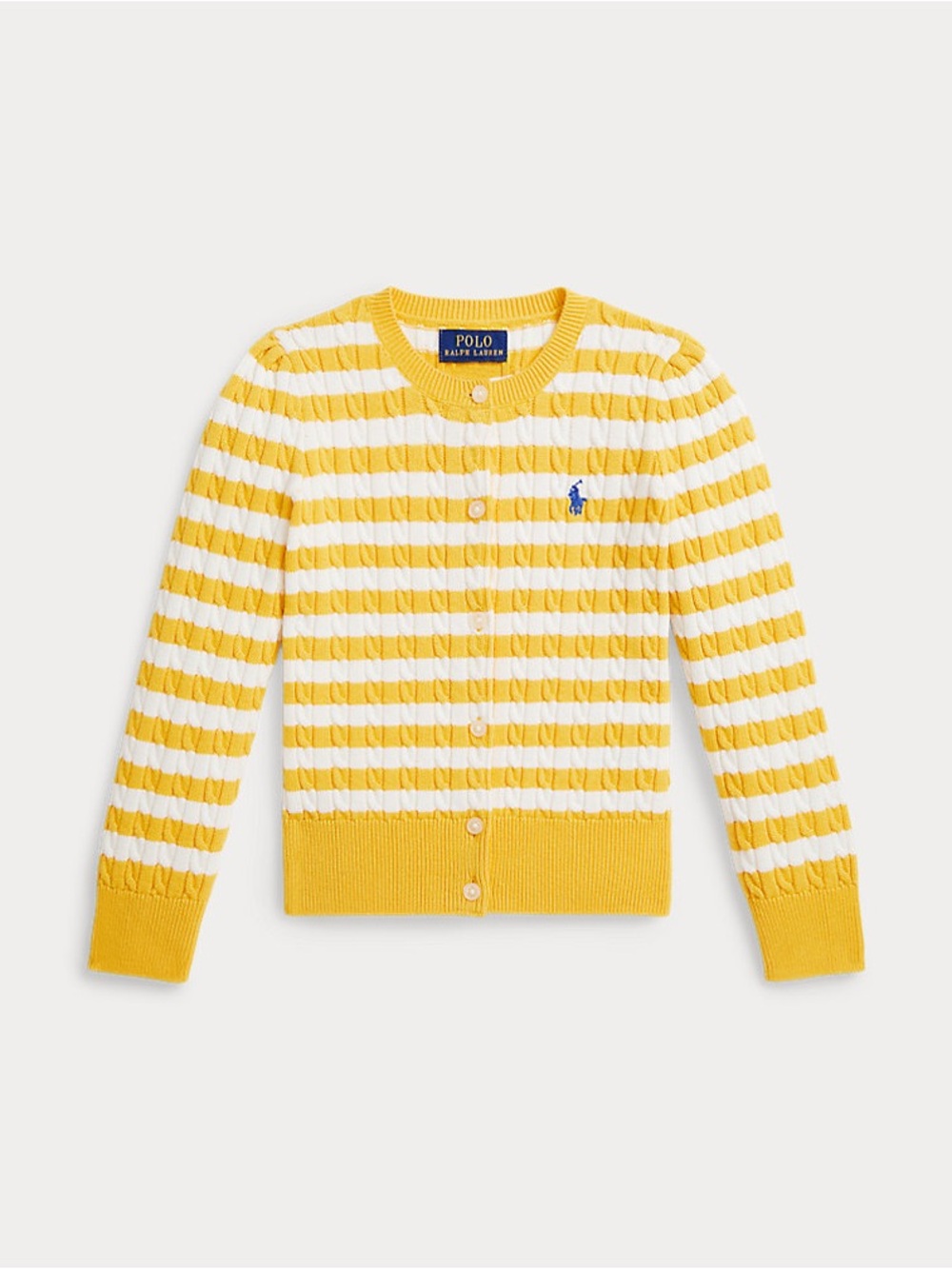 Striped Mini-Cable Cotton Cardigan